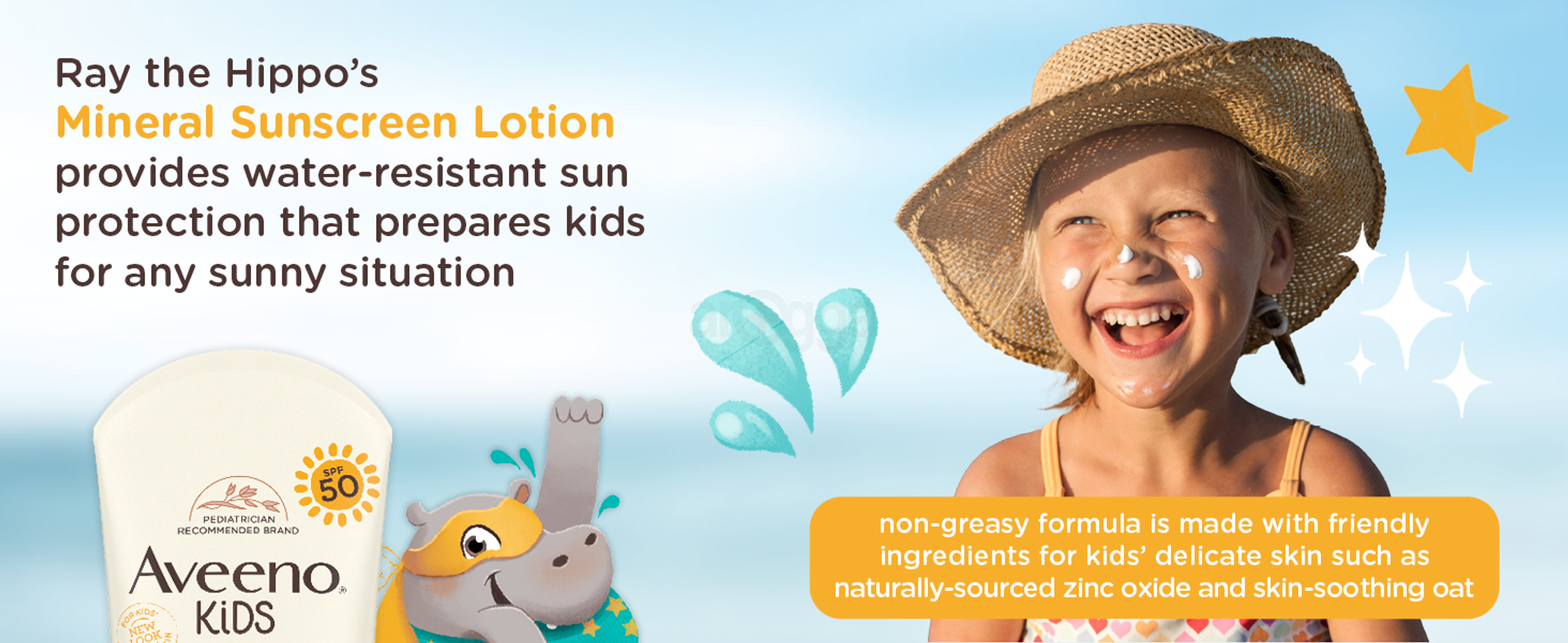 water-resistant sun protection non-greasy formula with friendly ingredients for kids delicate skin