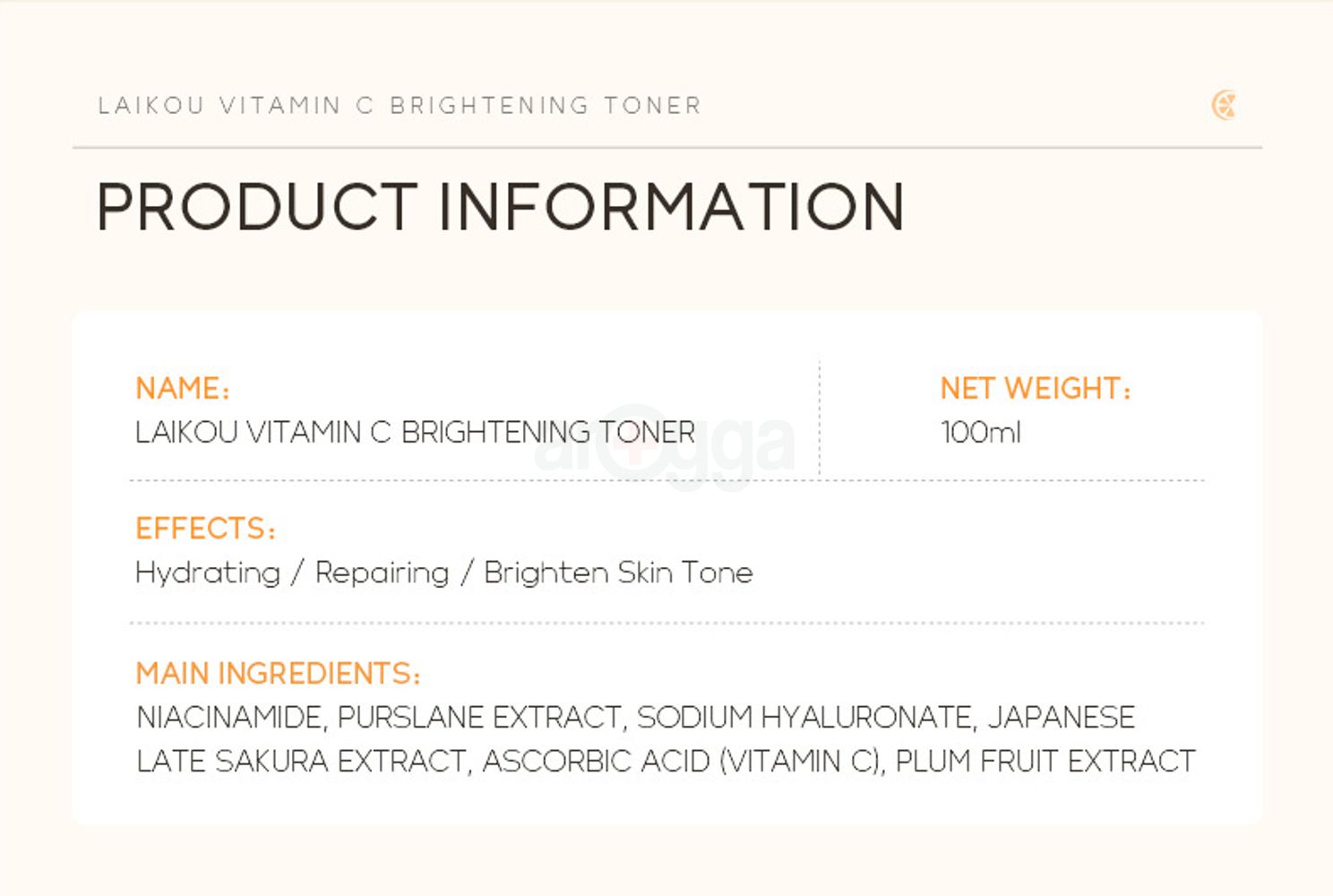 Laikou Vitamin C Brightening Toner - 100Ml Mz36Tu1M1690194082