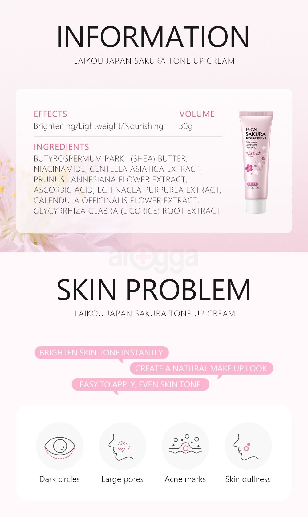 Laikou Japan Sakura Tone Up Cream 30Gm Sg 11134202 22110 J61Yere6Eljvfd