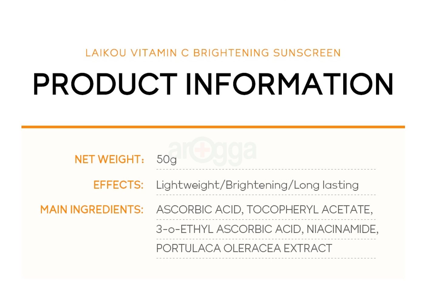 Laikou Vitamin C Sunscreen Brightening Uv Sunblock Spf50 Pa+++ 50G Sg 11134202 23010 Ib99G79Tc1Lv74