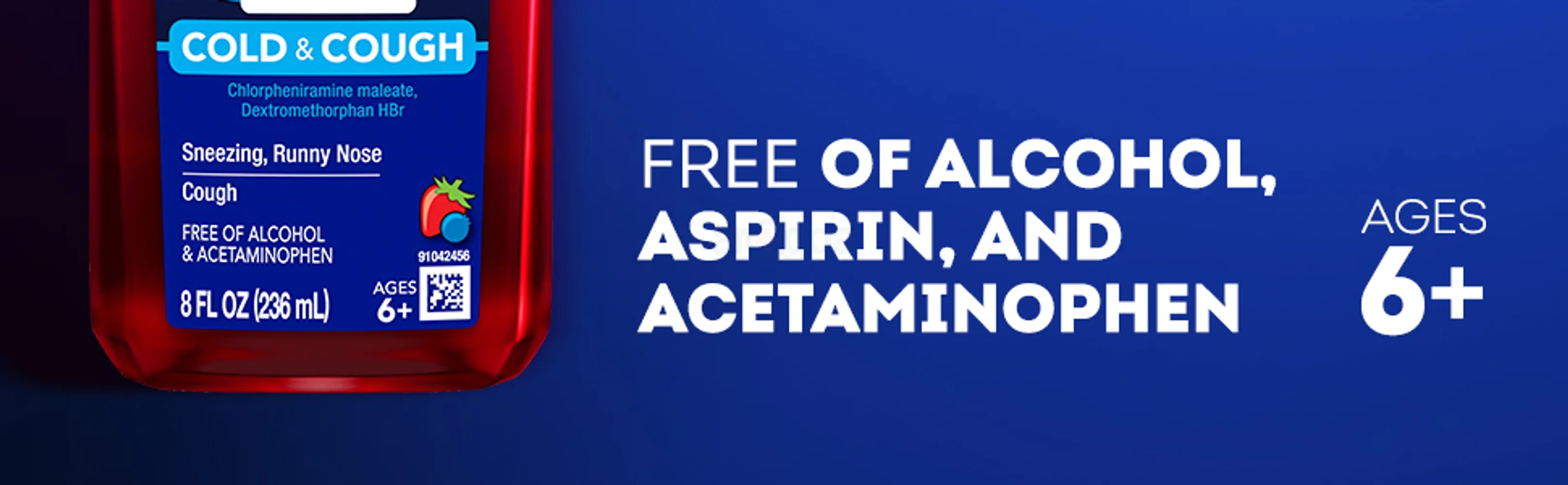 alcohol-free, free of aspirin and acetaminophen