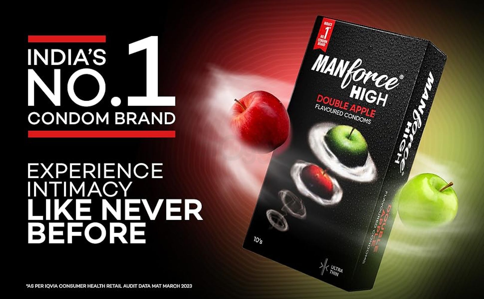 Manforce High Double Apple Flavoured Condoms for Men Ultra Thin Condom Lubricated Latex Condoms.