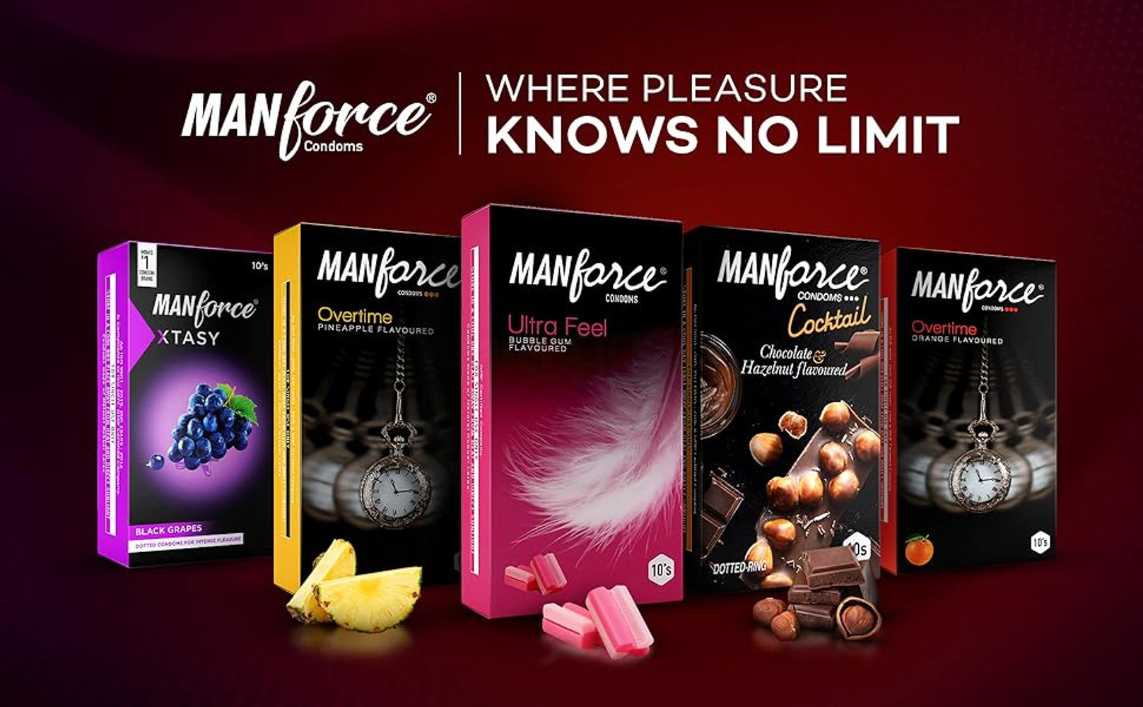 Manforce Cocktail Strawberry & Vanilla Extra Dotted & Flavoured Condoms Lubricated Latex Condoms