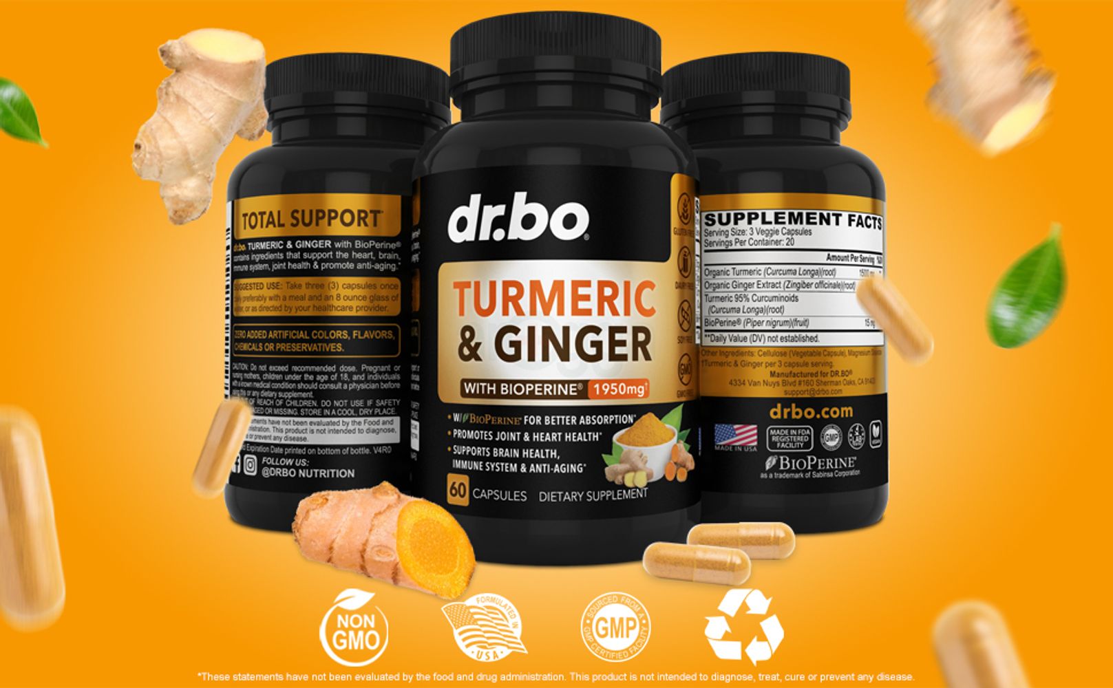 natural organic tumeric and ginger supplements capsules 1950mg 1000mg 500mg 1500mg extra strength