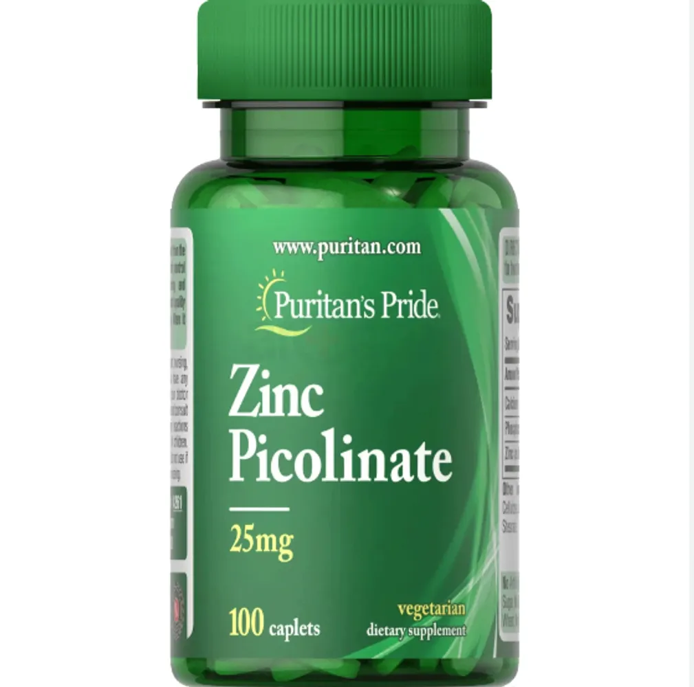 Puritan's Pride Zinc Picolinate 25mg 100 Caplets - Arogga Online Pharmacy