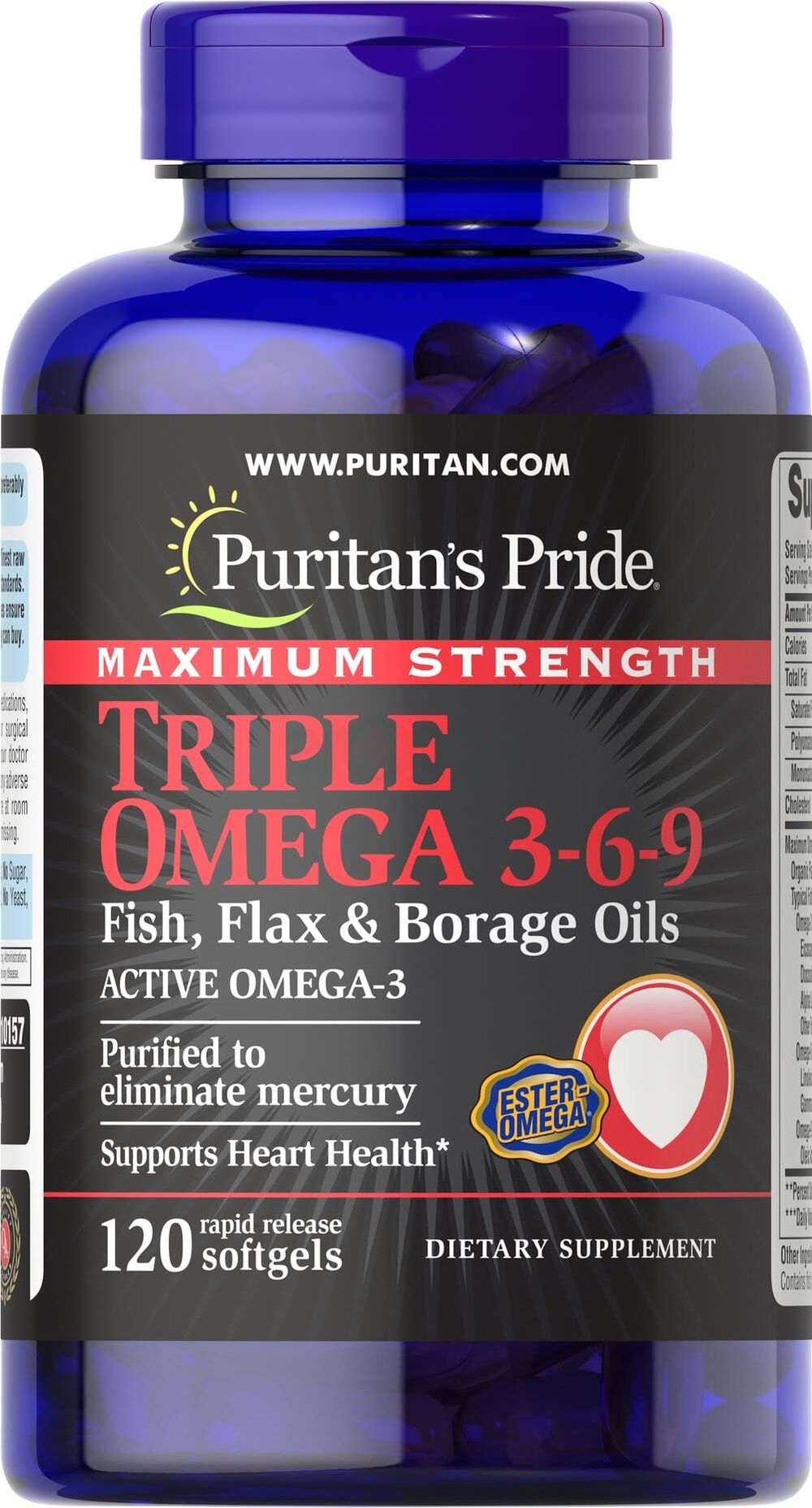 Puritan s pride triple omega 3 6 9 fish flax borage oils arogga