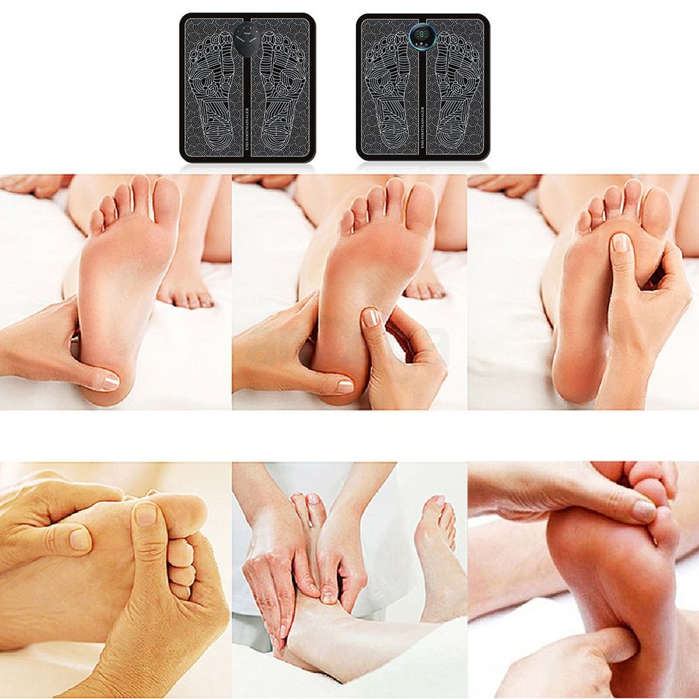 EMS Foot Massager, Folding Portable Feet Massage Machine, Electronic Muscle  Stimulator Massage Mat USB Rechargeable