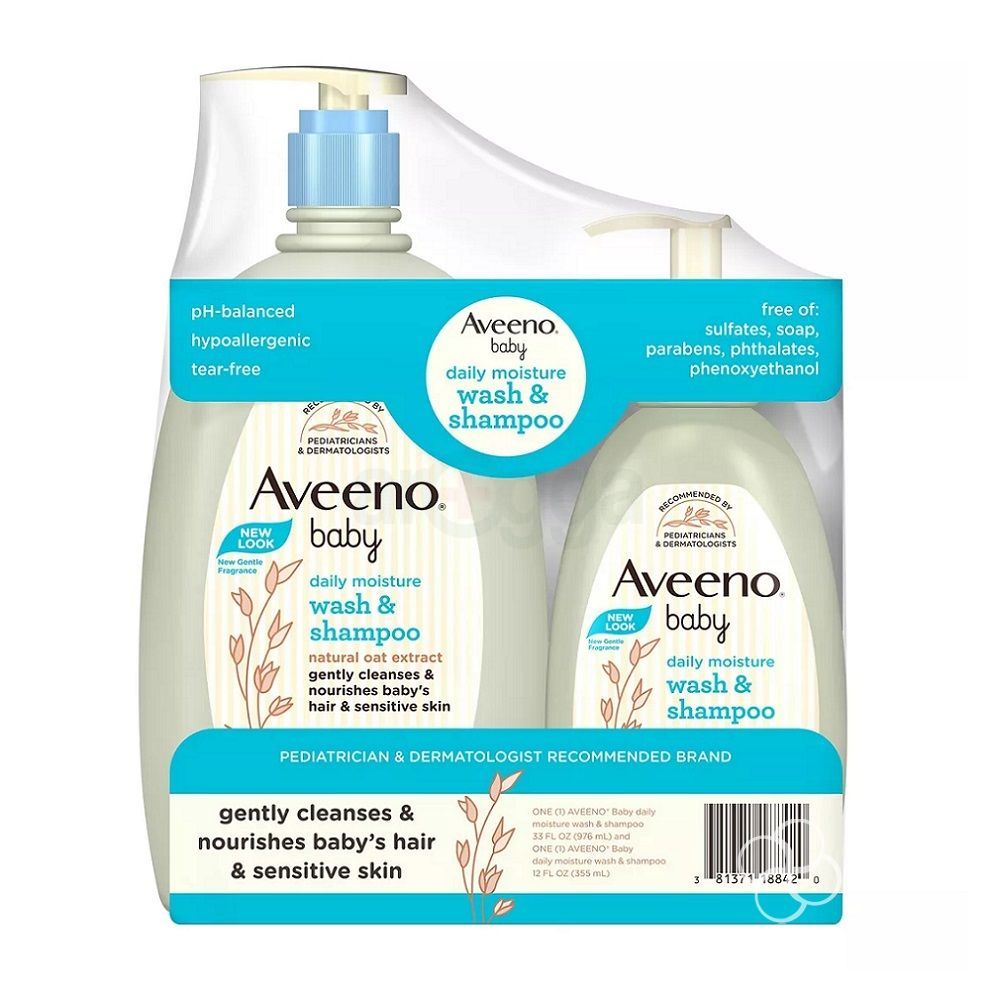 Aveeno Baby Daily Moisture Wash and Shampoo Set for Baby s Hair and Sensitive Skin Arogga Online Pharmacy