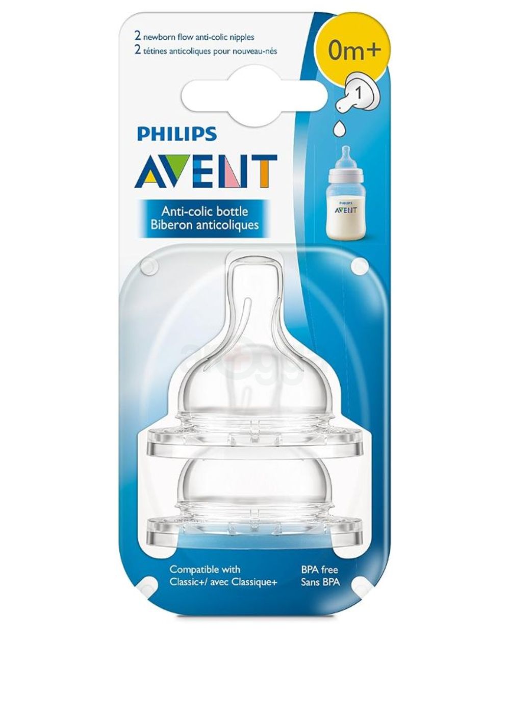 Philips AVENT Anti-Colic Nipple, Clear, Newborn SCF631/27