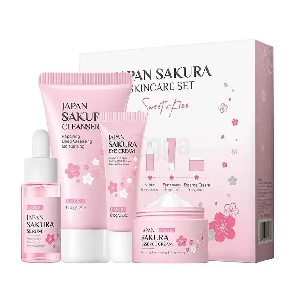 Laikou Japan Sakura Skin Care Set Sweet Kiss (Cleanser+Serum+Eye Cream ...