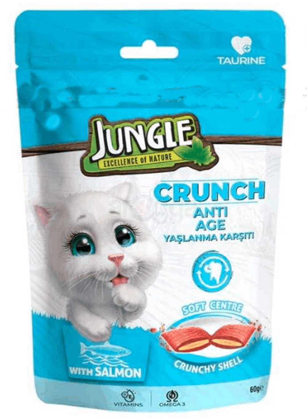 Jungle Cat Food Crunch Anti Age With Salmon 60g Pouch 60gm Cat Food