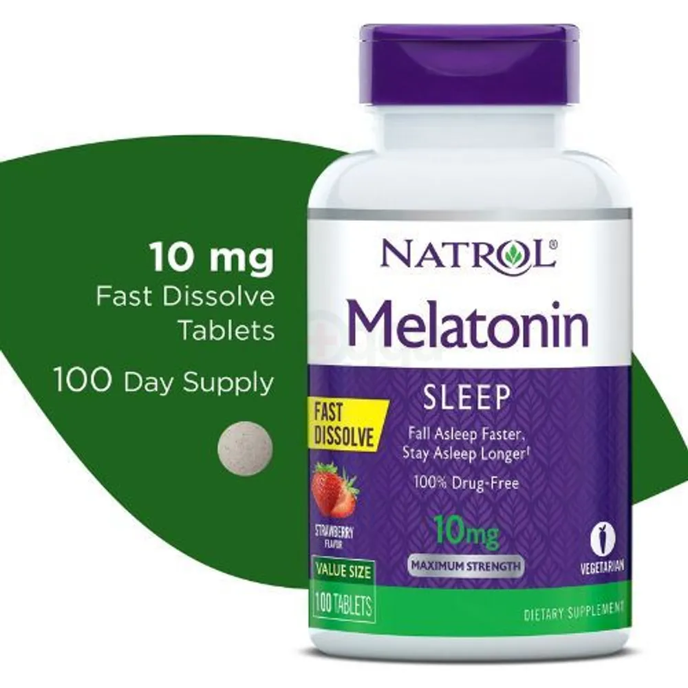 Natrol Melatonin 10mg, Strawberry-Flavored Sleep Support Dietary ...